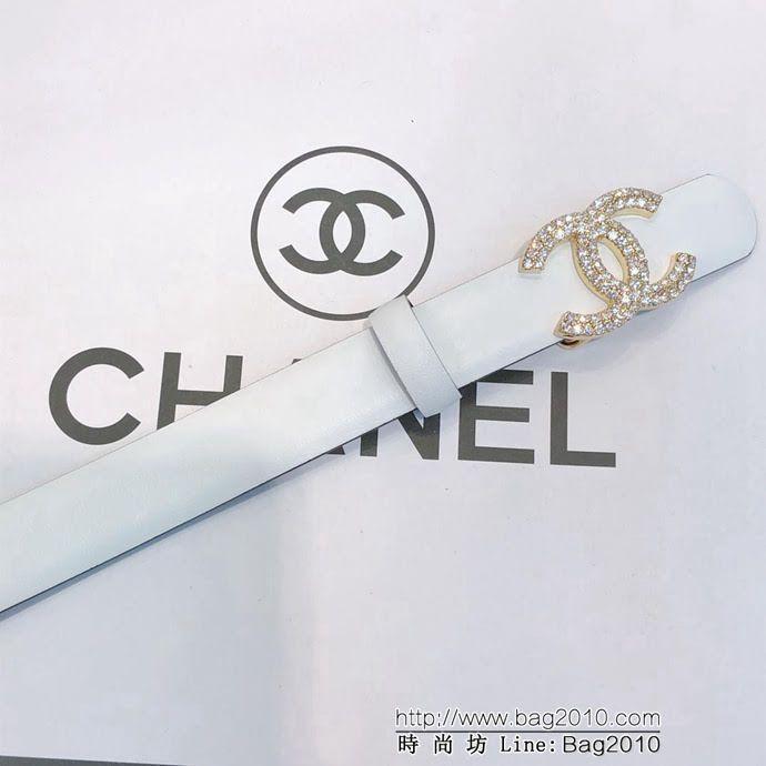 CHANEL香奈兒 18新款 20MM精品 進口光滑優雅小腰帶 CC水鑽扣  xfp1012